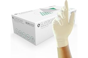 UNIGLOVES Supergrip Guanti Monouso in Lattice - Multiuso, Guanti da Esame Senza Polvere - confezione da 100 Guanti, Colore Naturale, Medium (GM0023)