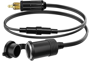 Hoembpn 30cm Prise Din Mâle Européenne Adaptateur Allume-cigare Rallonge Étanche avec Fusible 10A, 12V/24V Din Male Plug Secteur Câble D'extension 18AWG pour BMW Moto Camion Camping Car Accessoires