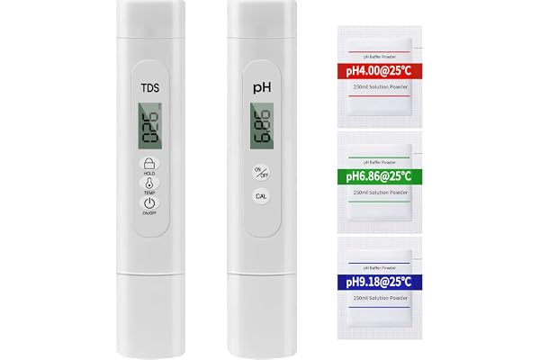 Ueomul pH TDS mètre Combo, pH TDS Température 3 EN 1 Testeur de qualité de l’eau avec 0,01 pH, ± 2% de haute précision Test de pureté de l’eau idéal pour l’eau potable, piscine, aquariums, hydroponie