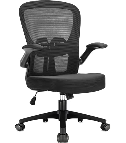 HOMCOM Sedia Da Disegno Ergonomica Girevole, Con Supporto Lombare E Poggiapiedi Regolabile, Altezza 60-80 Cm, Per Ufficio E Studio, Nero
