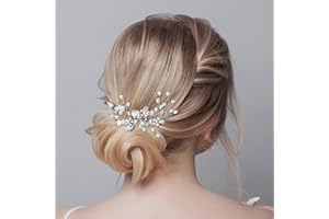 Brautschmuck, Etercycle Braut Kopfschmuck Hochzeit Haarspangen Kristall Haarnadeln Reben Blume Blatt Perle Haarschmuck für Braut (Silber)