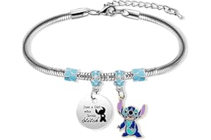 Philoctes Cartoon Armband, Beste Freundschaftsarmbänder, Lilo und stich Bettelarmband, Silber Anhänger Armband, Cartoon Bettelarmband für Mädchen Geburtstags und Weihnachtsgeschenke