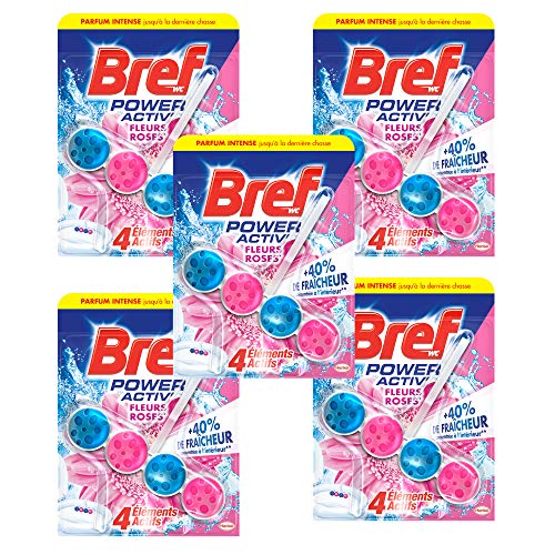Bref WC Power Activ Fleurs Roses 50g - Blocs Nettoyants WC - Lot de 5