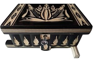 AZI Nuova bella magia di legno misteriosa scatola segreta mano difficile scatola intagliata (Nero)
