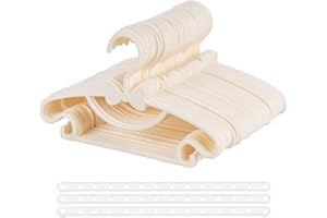 HOMEWIT Wieszaki na ubrania dla niemowląt, beżowe, zestaw 40 sztuk ze słodkimi kokardkami, antypoślizgowe wieszaki na ubrania dla dzieci – 29,5 cm, z 3 sztukami, oszczędzające miejsce łańcuchy do garderoby