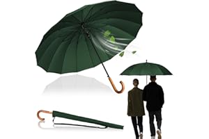 LOGAN & BARNES Edinburgh Stormproof Umbrella, Diameter 120 cm with High-Quality Real Wood Handle and Silent Rubber Tip, XXL Large Umbrella with 16 Struts