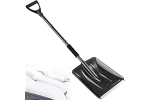 UMUACCAN 2025 New Snow Shovel, Upgrade Large-Capacity Lightweight Aluminum Portable Snow Shovel, Parent-Child Playing Snow Shovel, Shovel for Garden, Car, Camping with Extra Ice Scrape(Black)