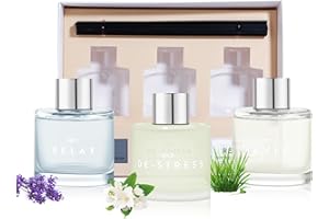 DIUFJAG Set of 3 Fragrance Reed Diffusers,50ml Lavender Jasmine Lemongrass Aromatherapy Diffuser Set with 12 Black Fiber Sticks,Air Freshener for Bedroom Bathroom Office