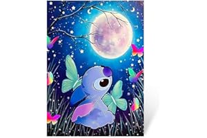 Tydeus Diamond Painting, DIY Diamond Painting Kit, Pegatinas de Pinturas de Diamantes Grande, 40 x 30cm, 5D Pintura Diamante Azul Animal Luna, Dibujos Animados para Niños Adultos Principiantes