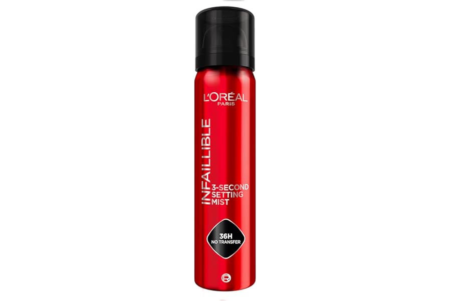 L'Oréal Paris Setting Spray, Infallible 3-Second Makeup Setting Spray Mist for Face, Up To 36 Hour Makeup Wear, Fixing Spray, Waterproof and Sweatproof, Transfer-proof and Non-sticky 75ml