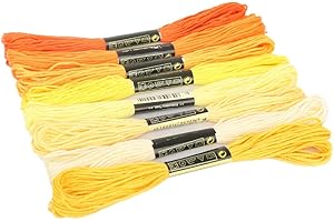 shyymaoyi Cross Stitch Thread, 8 Pcs Cotton Embroidery Thread Floss, DIY Handcraft Sewing Strand Yellow