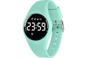 aswan watch digitalklocka, barn, flickor, pojkar, med stegräknare, väckarklocka, stoppur, ljus, datum, sportarmbandsur utan app och med silikonarmband