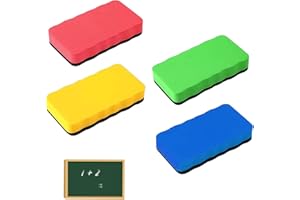 LORSENG 4 Pcs Magnetic Blackboard Brushes, Whiteboard Eraser Magnetic with Thick Felt Pad, Magnetic Whiteboard Erasers, Eraser White Board Erasers Sponge for Home, Office and Classrooms (4 Colors)