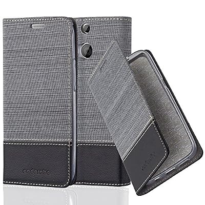 Cadorabo Coque pour HTC One M8 en Gris Noir – Housse Protection avec Fermoire Magnétique, Stand Horizontal et Fente Carte – Portefeuille Etui Poche Folio Case Cover