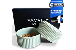 FAVVITY PET Hundenapf Keramik für Kleine und Grosse Hunde - Modern [rutschfest] Spülmaschinengeeignet | Futternapf Fressnapf für deinen Hund (2er Napf Set Grün 400 ml)