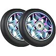 Hausdec 2 Pcs 110mm Scooter Wheels Colorful Pu Wheels Thick Stunt Car Wheels with Bearings(Black)