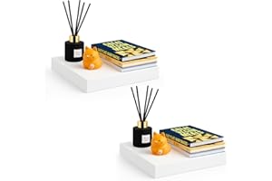 iTrend High Gloss White Floating Wall Shelf 30CM, Pack of 2