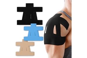 XFSRG 12 Pièces Tape Kinesiologie Épaules Prédécoupées Physio Tape Élastiques et Imperméables Bande de Kinésiologies pour le Sport(Multicolore)