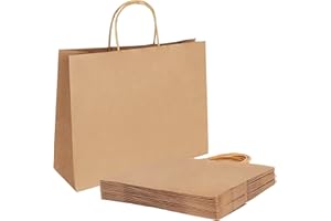WEIFENG Bolsas de Regalo,Bolsas de Papel Marrón, Bolsas de Papel para Fiestas con Asas, Bolsas de Papel Kraft,Bolsas de Papel con Asas,Bolsas de Regalo Grandes…