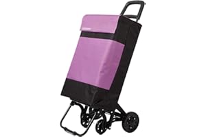 DECODEKO Carro de Compra Plegable Ligero, 100x41x33cm, Capacidad 48 litros, 4 Ruedas, Empaque Cartón Reforzado (Morado)