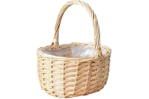 HACHERA Cestino pasquale per bambini, cestino di vimini con manico, cestino intrecciato, cestino con manico, cestino in vimini, cestino per la spesa intrecciato, cestino in legno intrecciato, cesto regalo