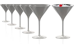 Stölzle Lausitz Verres à Cocktail Elements Argent Set de 6, 240 ml – Verres Élégants Idéaux pour Martini & Manhattan – Verres Martini en Cristal Argenté – Résistants au Lave-Vaisselle & aux Chocs