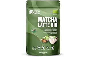 Energy Feelings Matcha Latte in Polvere Bio 200g. Mix Bibita Vegetale con Tè Matcha Verde Biologico Premium Giapponese. Tè Solubile Istantaneo, Antiossidante Naturale