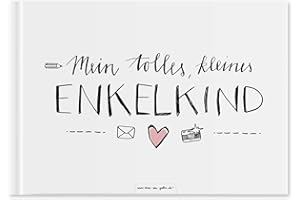 ‎EINE DER GUTEN Mein tolles, kleines Enkelkind - Erinnerungsalbum für Oma und Opa, Enkelbuch, Babytagebuch und Fotoalbum, A5 Hardcover weiß rosa, Recyclingpapier, klimaneutral gedruckt