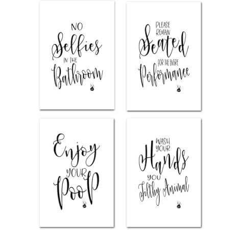 Bathroom Quote And Sayings Art Prints Wall Decal Unframed Great Gift For Bathroom Decor 8x10 Inch 4pcs Amazon Co Uk Diy Tools
