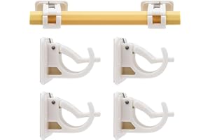 AVETTCIT 4PCS Self Adhesive Curtain Rod Bracket, Curtain Pole Brackets,Drapery Hook Holders,No Drill,Drapery Hook,Fixing Rod Holder,Towel Rod Hooks,for Home Kitchen Bathroom Hotel