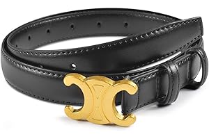 ZeYou Ceinture en cuir véritable pour femme avec boucle creuse dorée pour jeans, pantalons de loisirs, robes, marron, 104