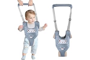 IULONEE Arnés de Seguridad para Caminar con Entrepierna Desmontable Ajustable Correa Bebe Para Caminar Transpirable Cinturón de Andador para Bebe 9-24 Mes (Azul)
