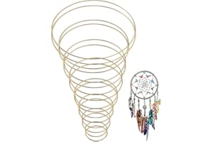 AFASOES 16Pcs Dream Catcher Rings 8 Size Metal Hoops for Dreamcatchers Gold Wreath Macrame Ring DIY Craft Macrame Hoop for Wedding Decor and Wall Hanging Craft (5/6.5/8/10/12/14/16/19cm)