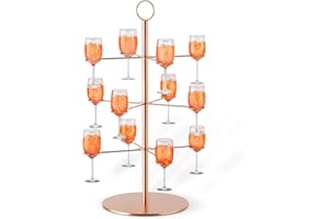 Scalnuvyyh Torre para Bebidas, Torre Aperol Champán Desmontable, 3 Pisos 12 Copas Aperol Soporte para Cócteles, Soporte Metálico Sarti Copas de Vino para Aperitivos Tum para Fiestas, Bodas, Hogar
