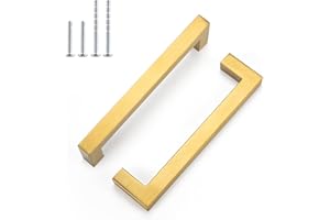 ‎LONTAN LONTAN 6 Stück Schrankgriffe Gold Möbelgriffe Griffe Möbel für Küchenschränke Küchengriffe Schubladengriffe Edelstahl Messing