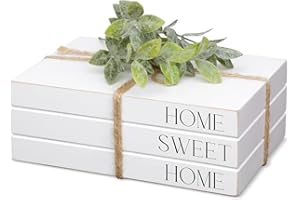 KROUCOCO Decorative Wooden Books for Home Decor, White Faux Books for Display, Rustic Farmhouse Stacked Books (HOME SWEET HOME)