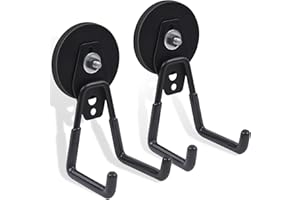 MAGXCENE Crochets magnétiques,66mm Aimants puissants avec crochets, Crochets magnétiques pour cuisine, garage，réfrigérateur, rideaux, salle de classe, barbecue, outils (Noir, 2 Pcs)