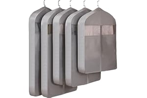 MZSX Pokrowiec na ubrania,Styl trójwymiarowy,przezroczysty,do garniturów, sukienek, płaszczy,marynarek,koszulek, sukni wieczorowych, przechowywania ubrań,wielokrotnego użytku (5 sztuk)