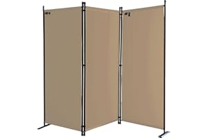 QUICK STAR Paravento da Giardino 170 x 165 cm 3 parti pieghevole Divisorio in Tessuto Protezione della Privacy Beige