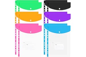 TOMONEED Plastic Wallets A4 Punched Pockets – 12PCS Expandable A4 Plastic Wallets Folders Document Files Popper Wallets with Button Closure and Label Pocket for Home, Office and School Files, Assorted Colours