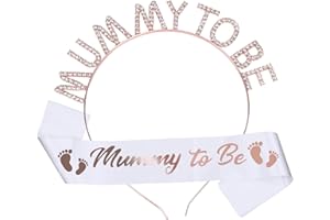 YOLOUP Roségold Mummy to Be Schärpe & Haareif Set Baby Shower Party Deko mit Fußabdrücke Muster Babydusche Schärpe für Schwangere Werdende Mutter Baby Dusche Party Geschenk Dekoration