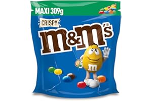 ‎M&M'S M&M’s Crispy, Schokolade, Knackige Schokolinsen mit Knusperkern und bunter Zuckerhülle als Süßigkeiten, Schokolade zum Teilen, 1 x 309 g