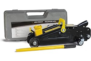 EGLEMTEK Cric Sollevatore Idraulico Per Auto Martinetto 2t Ruote Bidirezionali A Cuscinetto Assetto Ribassato Professionale Per Veicoli Auto Moto Con Valigetta Nero E Giallo