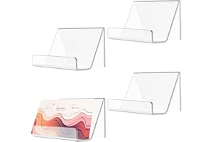 Zfseyuh 4 Piezas 9x6.5cm Portaetiquetas Acrílico Estable Expositor de Tarjetas de Visita Tarjetero Tarjetas Visita para Restaurantes/Salas de Conferencias/Salas de Recepción