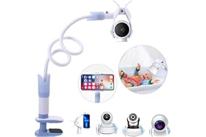 Menchy Baby Monitor Holder, Universal Baby Monitor Stand with 3 Fixed Straps Baby Camera Holder No Drilling, Flexible Hose for Shelf Desk Crib (Monitor Not Included)