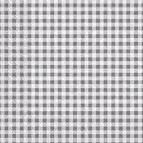 Tifany 8013297.0 Gingham Napkin 3 Ply Paper Grey Pack of 20