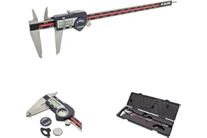 M-SURE MS-220-300 Digital Caliper 0-300mm (0-12 inch) - Stainless Steel, Hardened Frame, Thumb Roller, Inch/Metric Conversion, Auto Wake, Cabled Data Output, UKAS Calibration