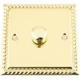 Light Dimmer Switch 1 Gang - Push On/Off 400W - Polished Brass - Georgian - 1 Gang 2 Way 10 Amp