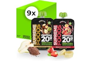 CUORE DI FRUTTA Supreme foods Frullato proteico vegetale biologico Gusti assortiti: Banana fragola + Pera, banana e cacao - 165 g - confezione da 9