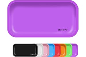 roygra Matt Metal Rolling Tray Smoking Accessories Decorative Tray (Purple, Large - 27.7 x 16.3 cm)